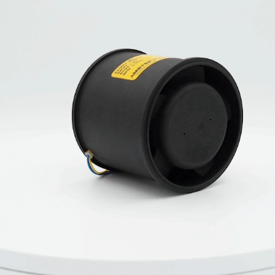 Rotating animated gif of an AMETEK Rotron Small Vaneaxial Fan